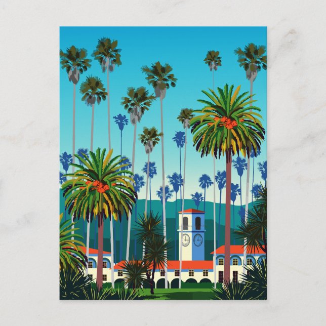 California Dreaming: City Park with Palm Trees Postcard (Front)