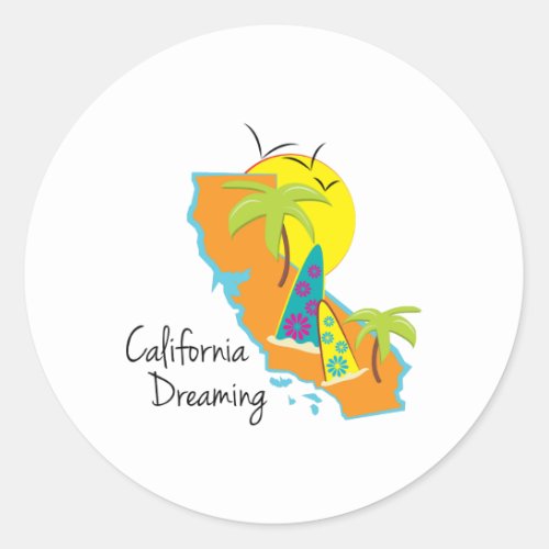 California Dreaming Classic Round Sticker