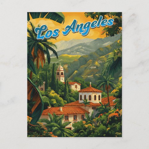 California Dreaming Los Angeles Retro Travel Postcard