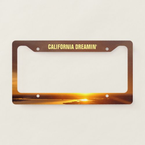 California Dreaming Sunset over Water License Plate Frame