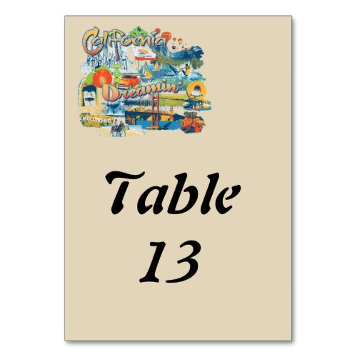 California Dreaming Table Number