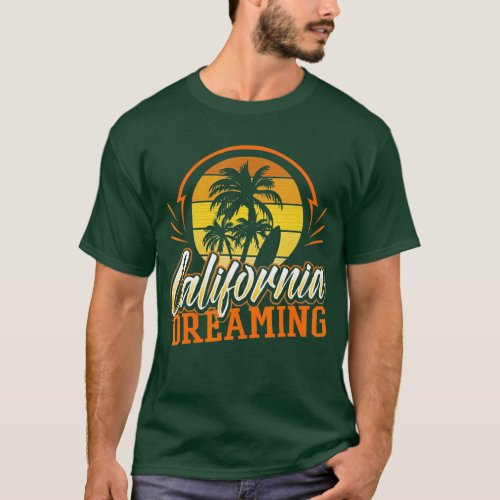 California Dreaming  Vintage Retro 70s Skyline Sur T_Shirt