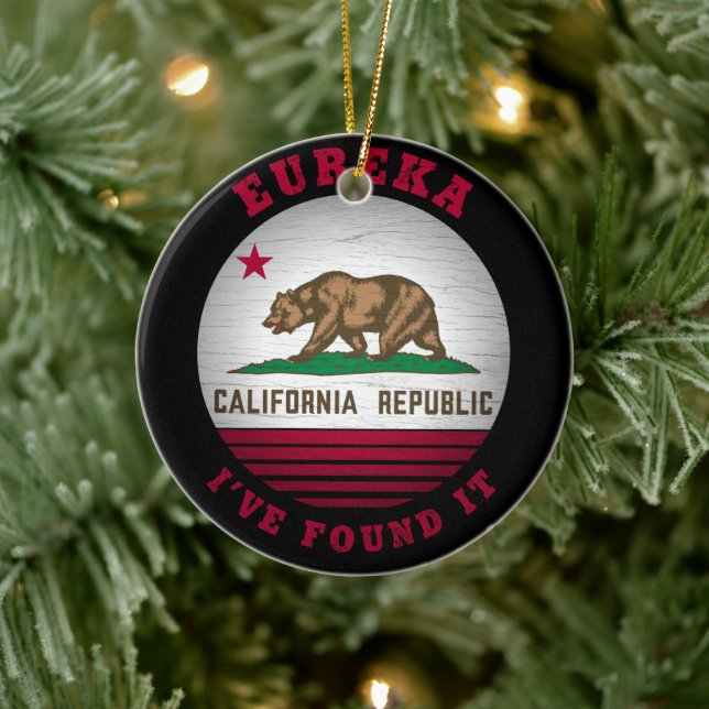CALIFORNIA EUREKA STATE FLAG CERAMIC ORNAMENT (Tree)