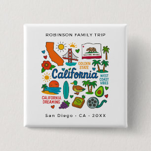 California Family Trip Custom Matching Button