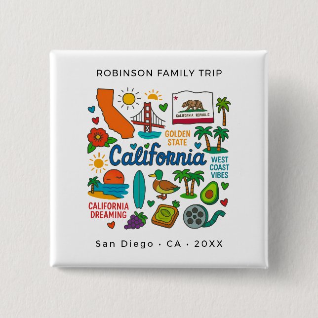 California Family Trip Custom Matching Button (Front)
