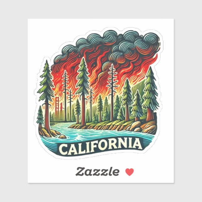 CALIFORNIA FIRE Keychain Sticker (Sheet)