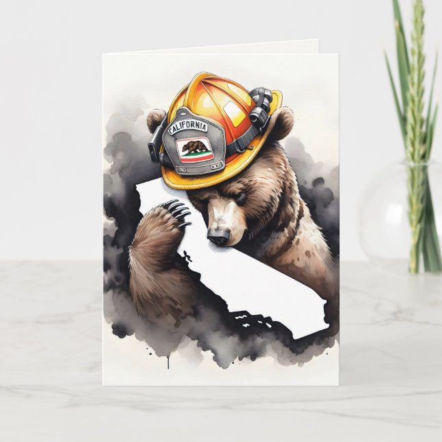 California Firefighter Bear for Thank You Card (Front)