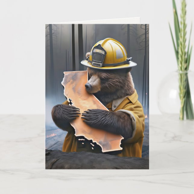 California Firefighter Bear for Thank You Card (Front)