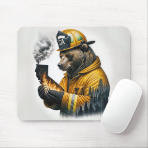 California Firefighter Bear Mouse Pad