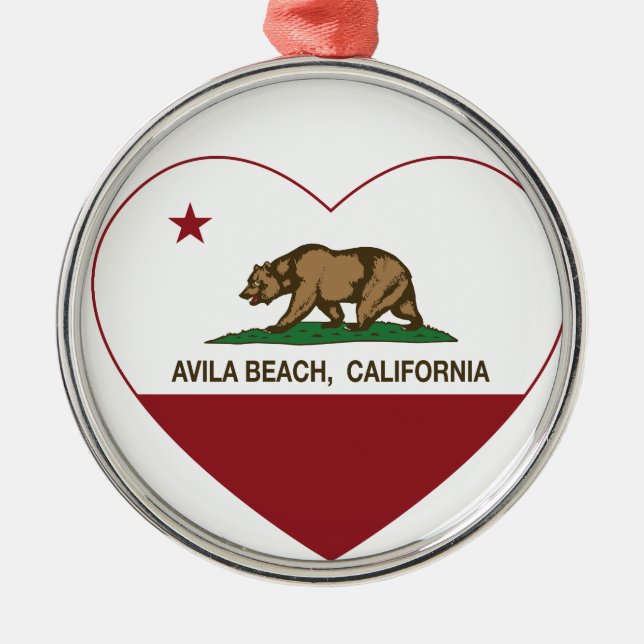 california flag avila beach heart metal ornament (Front)