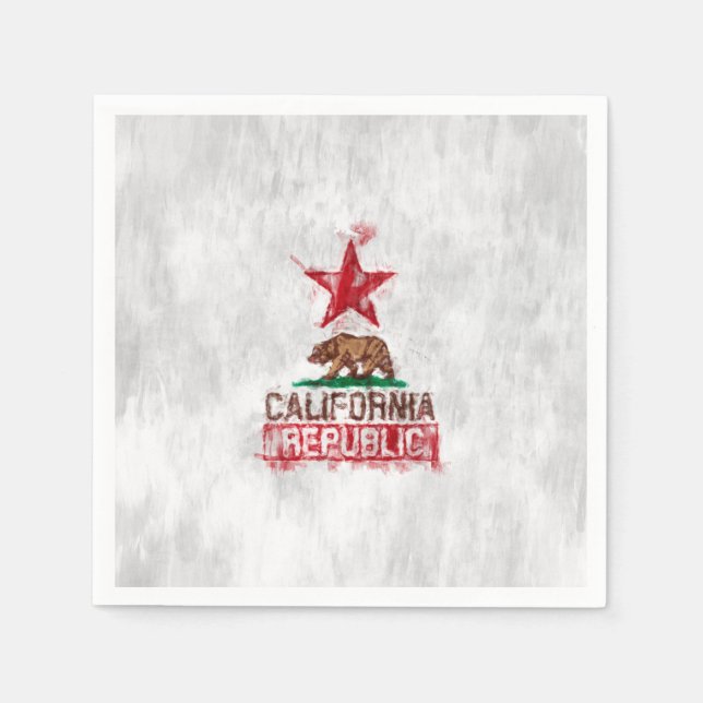 California Flag Bear in Painterly Style Paper Napkins (Front)