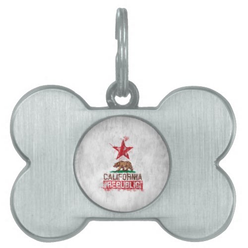 California Flag Bear in Painterly Style Pet ID Tag