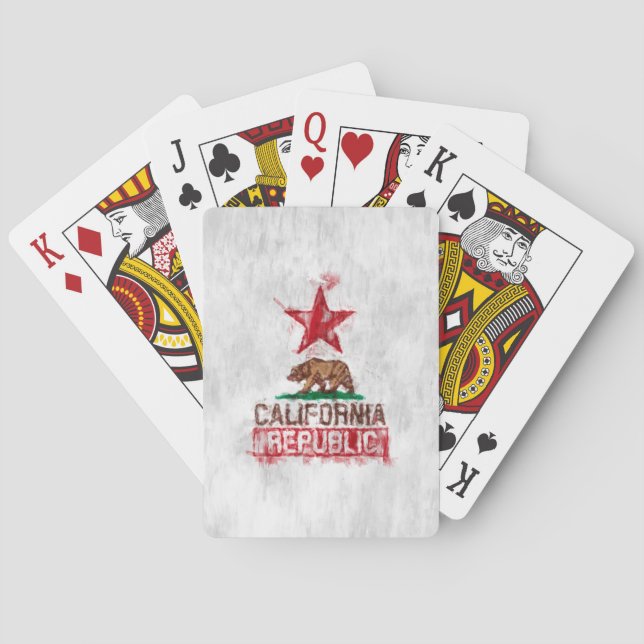 California Flag Bear in Painterly Style Poker Cards (Back)