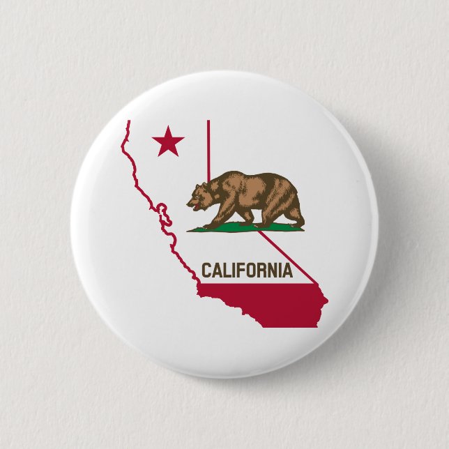 California Flag Bear Pinback Button (Front)