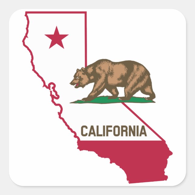 California Flag Bear Square Sticker (Front)