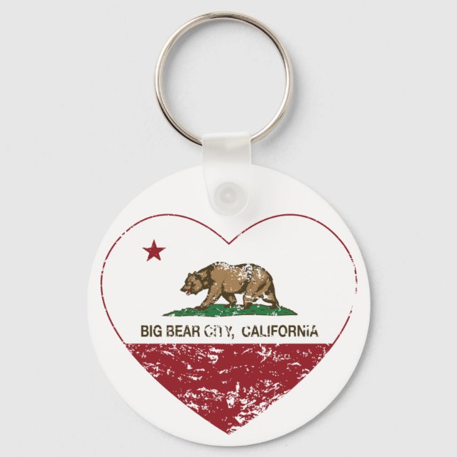 california flag big bear city heart distressed keychain (Front)