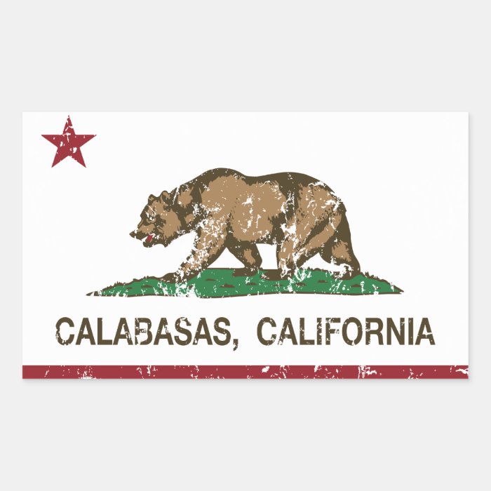 california flag calabasas distressed rectangle stickers