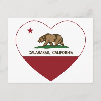California Flag Calabasas Heart Postcard by LgTshirts at Zazzle