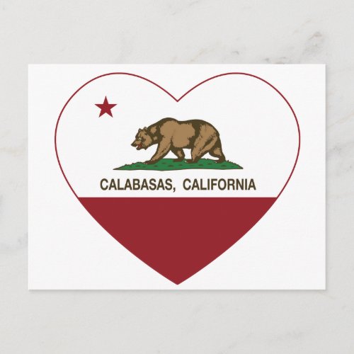 california flag calabasas heart postcard