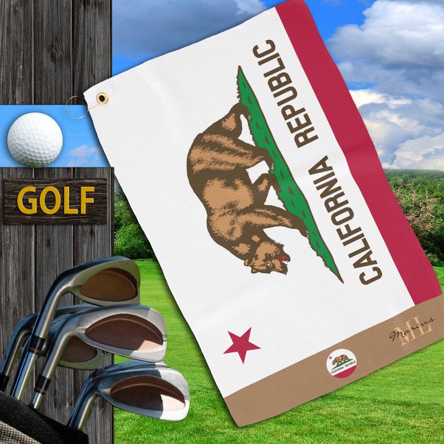 California flag & California monogrammed / golf Golf Towel (Creator Uploaded)