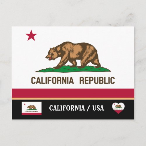 California Flag  California State USA America Postcard