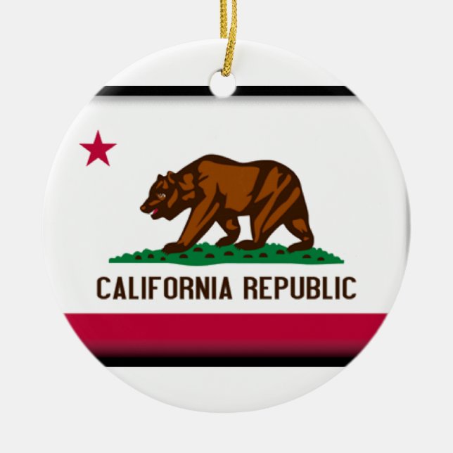 California Flag Ceramic Ornament (Front)