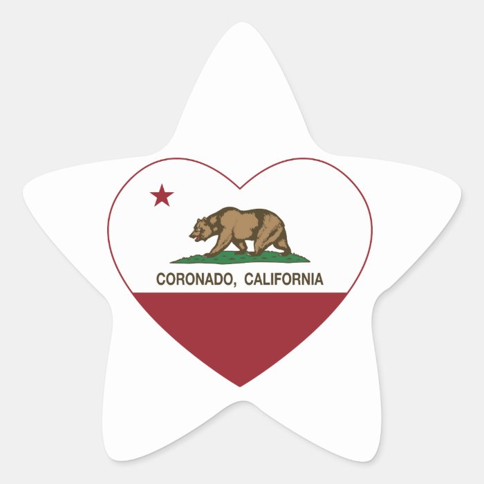 california flag coronado heart star sticker