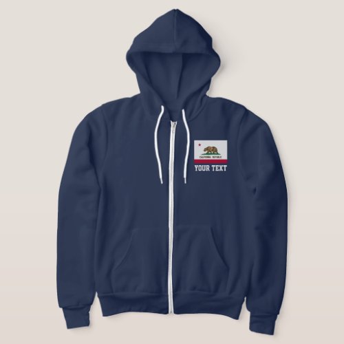 California flag custom zippered hoodie for men