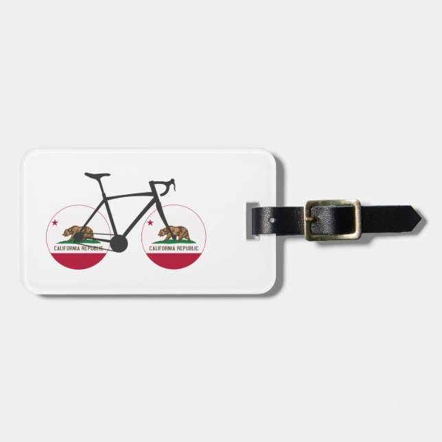 California Flag Cycling Luggage Tag (Front Horizontal)