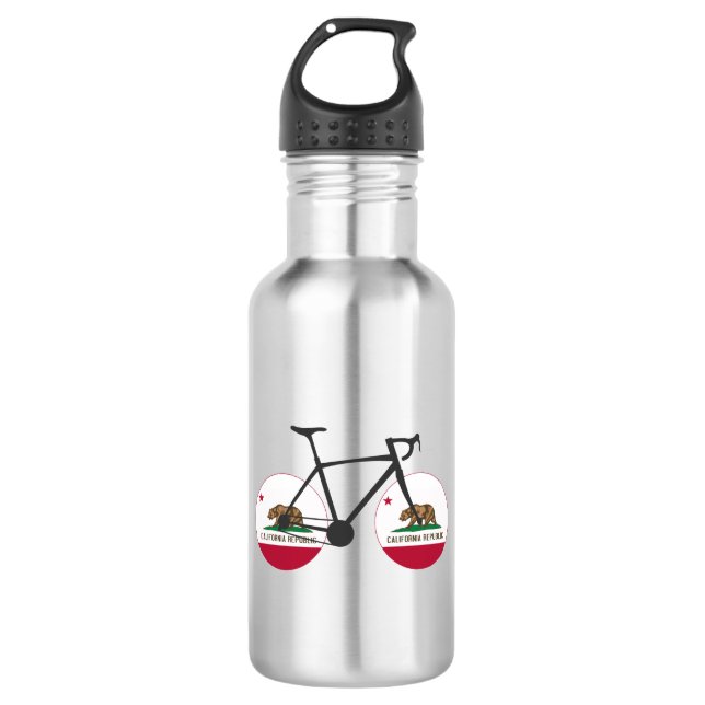 California Flag Cycling Stainless Steel Water Bottle (Front)