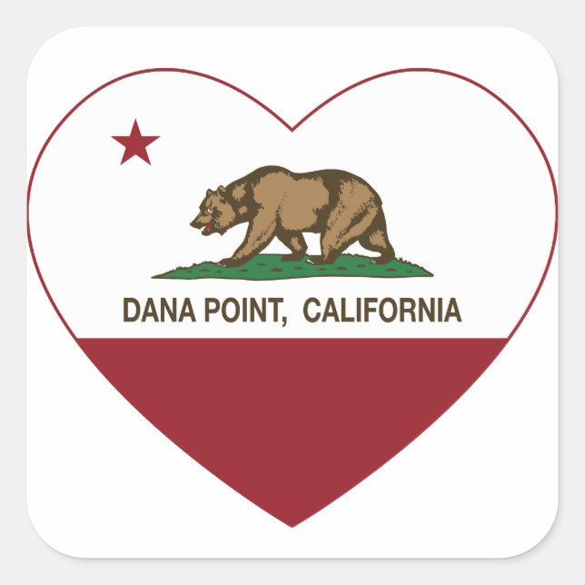 california flag dana point heart square sticker (Front)