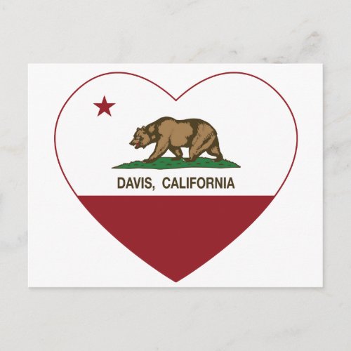 california flag davis heart postcard