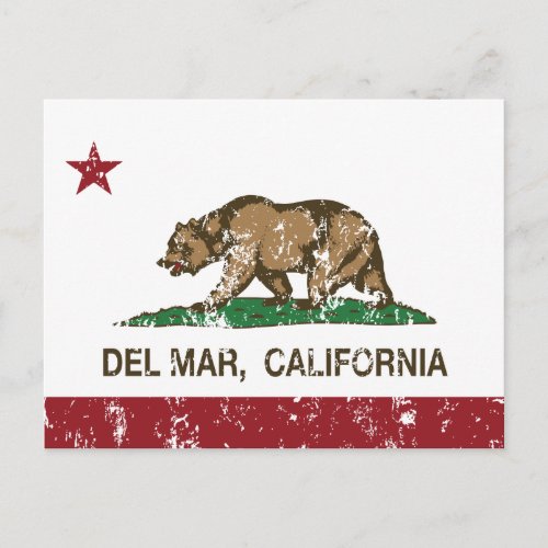 california flag del mar distressed postcard