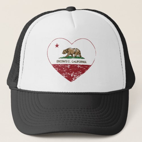 california flag encinitas heart distressed trucker hat
