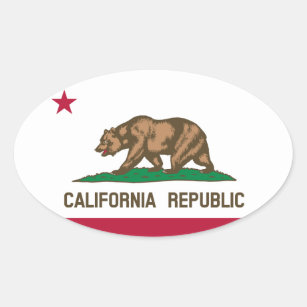 California Flag Euro-Style Oval Sticker
