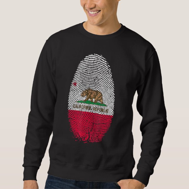 California Flag Fingerprint In My Dna For Californ Sweatshirt (Front)