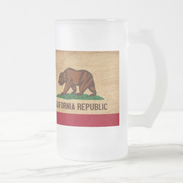 California Flag Frosted Glass Beer Mug (Right)