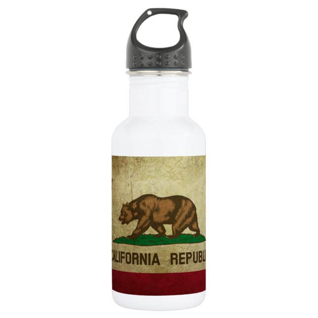California Flag Grunge Water Bottle (Front)