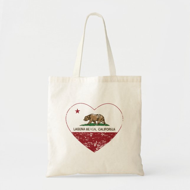 california flag laguna beach heart distressed tote bag (Front)
