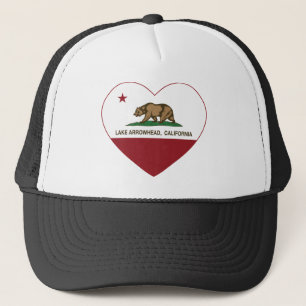 california flag lake arrowhead heart trucker hat