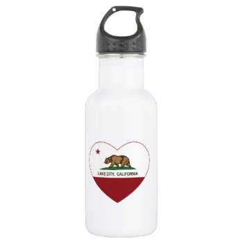 California Flag Lake City Heart Water Bottle by LgTshirts at Zazzle