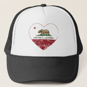 california flag lake tahoe heart distressed trucker hat