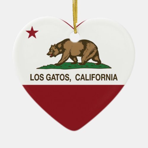 california flag los gatos heart ceramic ornament