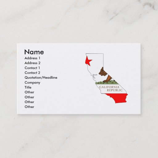 Customizable California Flag Map Business Card Template