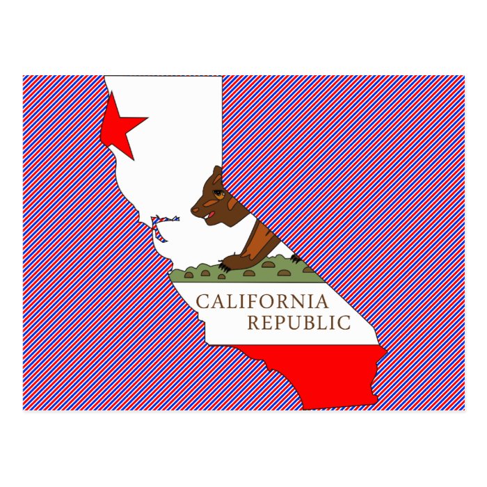 California Flag Map Post Cards