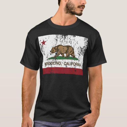 california flag mendocino distressed T_Shirt