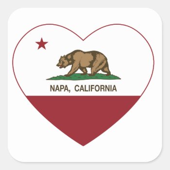California Flag Napa Heart Square Sticker by LgTshirts at Zazzle