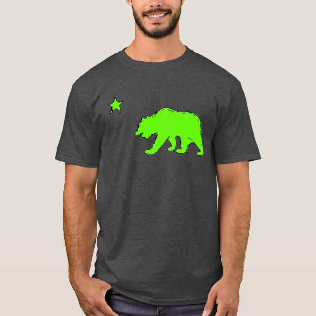 California flag neon green bear guys tee (Front)