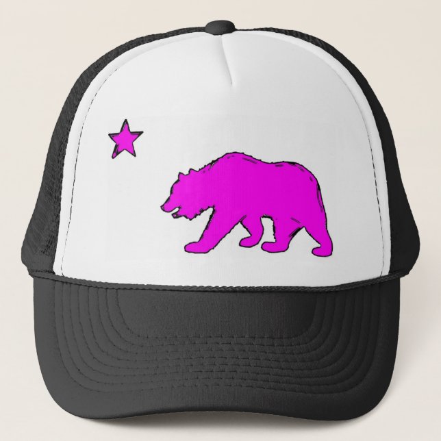 California flag neon pink bear hat (Front)