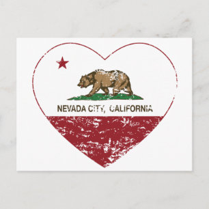 california flag nevada city heart distressed postcard